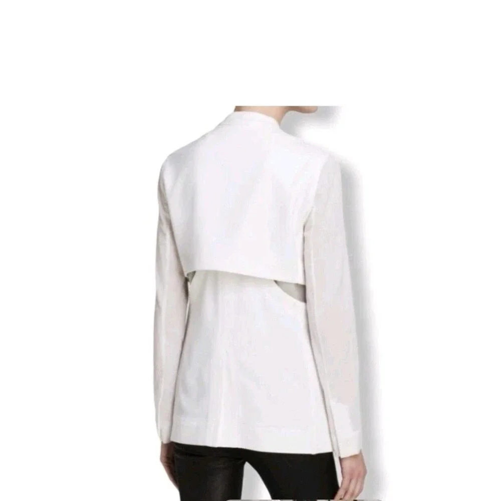 Helmut Lang Women’s White Open Back Knit Viscose Blazer Single Button Size 8 - Picture 2 of 11